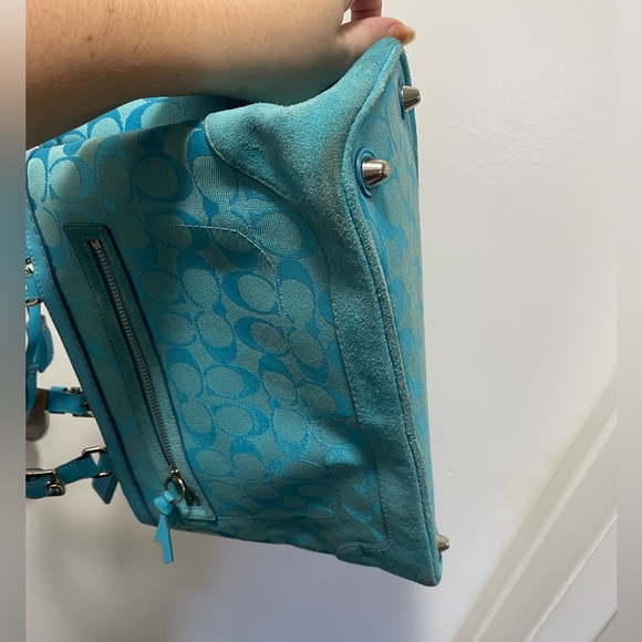 *Vintage* Teal Canvas/Suede Leather Purse - Picture 16 of 16